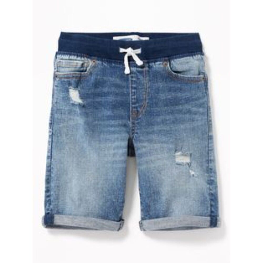 NEW Old Navy boys Shorts XL 12 jorts stretch long pull on denim jean distressed